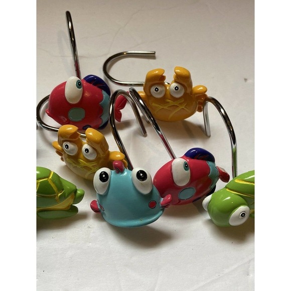 Kids Decor Fish Turtle Shower Curtain Hooks - Picture 3 of 5